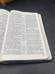Vtg French Morocco Leather bound King James HOLY BIBLE Concordance Red Letter