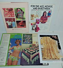 Lot 5 Crochet Granny Square patterns book Crocheted Patchwork sweaters afghans+