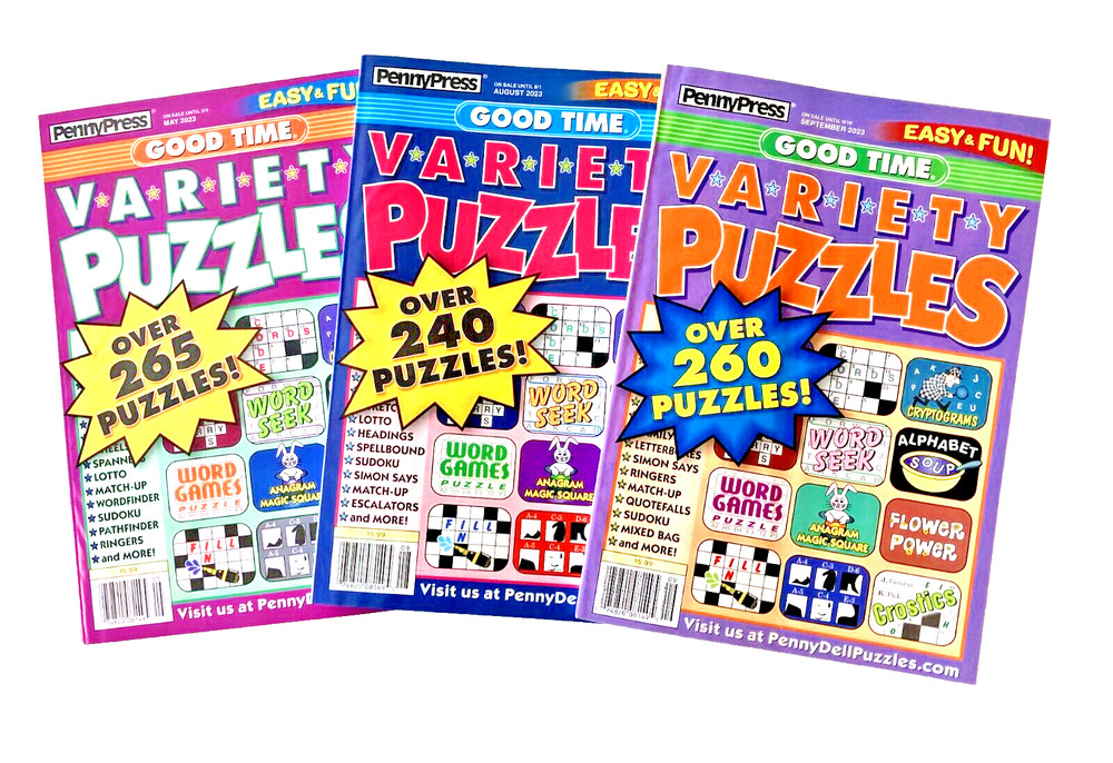 NEW Lot 3 Penny Press Dell Easy & Fun Variety Puzzles Books 240 + Each!