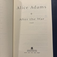 After the War by Alice Adams (2001, Trade Paperback)