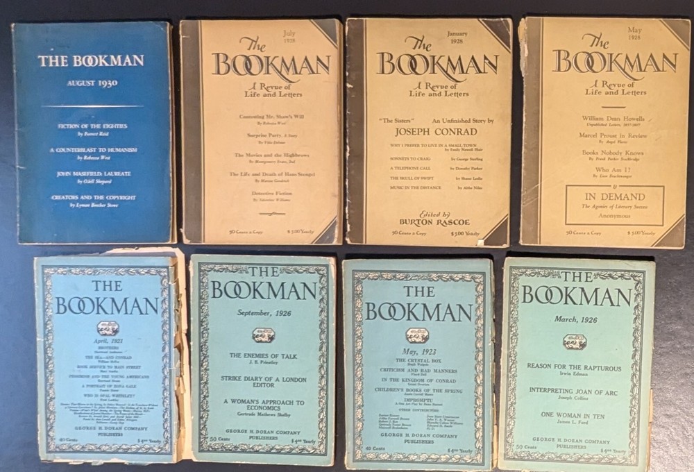 The Bookman Literacy Magazine Lot of 8 – 1921, 1923, 1926, 1928, 1930