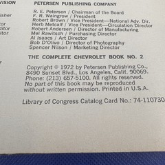 The Complete Chevrolet Book No. 2. 1972 Petersen Publishing 192 Pages Vintage