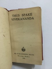 Thus Spake Vivekananda. Sri Ramakrishna Math. 1945. Madras. 59p.