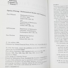 Option pricing: Mathematical Models and Computation Oxford Financial Press HC