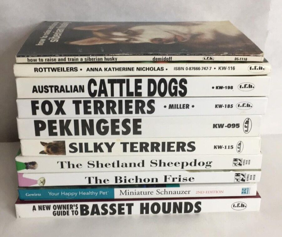 Variety Lot of 10 Dog Breeds Educational Guide Books – Training Raising Pets