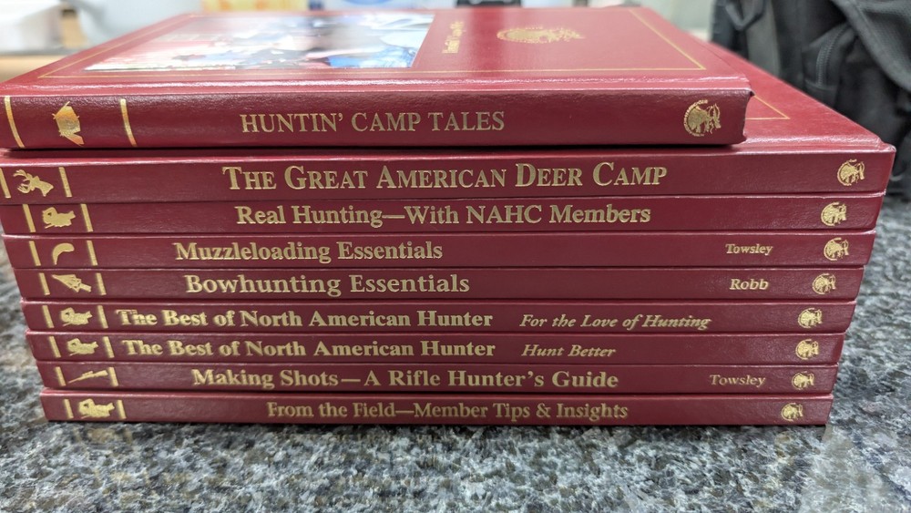 Lot Of 9 North American Hunting Club Hardback Books, Camp, Essentials, Best Of