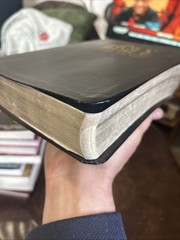 Holy Bible Prophecy Study Edition NKJV Genuine Leather Black Red Letter Gold Gld