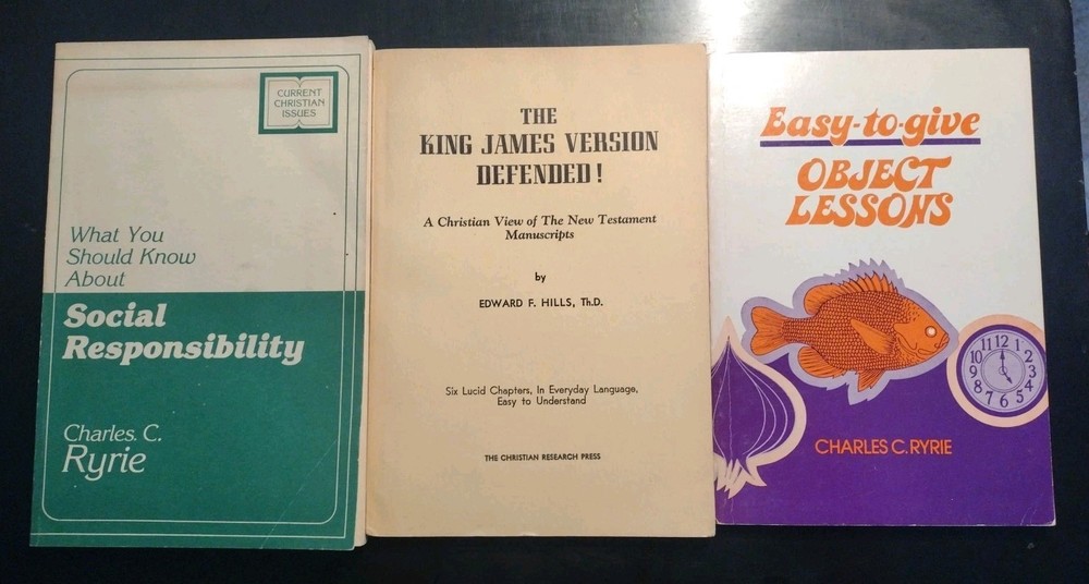 3 Books: The King James Version Defended! E. Hills (First). 2x Charles C. Ryrie