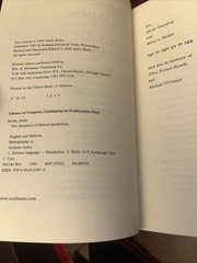 The Dynamics of Biblical Parallelism Adele Berlin Very Good Paperback A9
