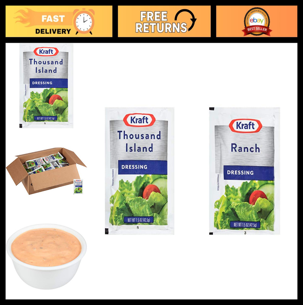 Thousand Island & Ranch Salad Dressing Single Serve Packets, 1.5 oz, 60 Count