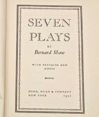 George Bernard Shaw Seven Plays Hardback Book Published 1951 Kingsport TN
