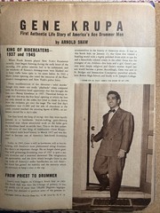 1945 Magazine „GENE KRUPA COMPLETE LIFE STORY” Arnold Shaw Jazz Drummer Photos