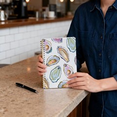 Oyster Shell Notebook 5.5 x 8.3 Inches, Coastal Aesthetic Journal, Seashell P…