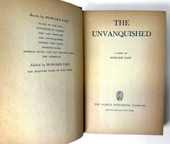 The Unvanquished, Howard Fast, 1946 Tower Books HCDJ in Mylar, Very good