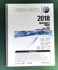 2018 Can-Am DS 70 Owner’s Manual: 156 Pages & Protective Covers!