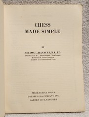 Chess Made Simple by Milton L Hanauer 1957 Made Simple Books Paperback 1st Ed