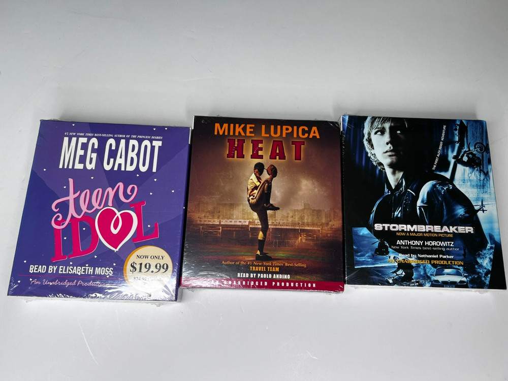 Lot 3 NEW Teen High School Audiobooks, Teen Idol,Heat Stormbreaker, Mike Lupica