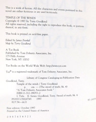 Collectible TERRY GOODKIND True 1st ed TEMPLE OF THE WINDS 528 pages 1997 HCDJ