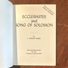 Thru the Bible Books Ecclesiastes and Song of Solomon J. Vernon McGee Paperback…