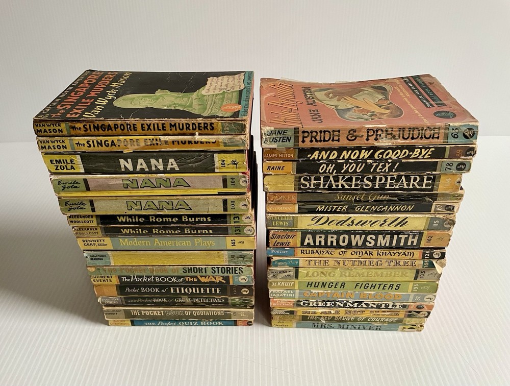 Lot of 32 Vintage 1940s Pocket Books Edition Paperbacks