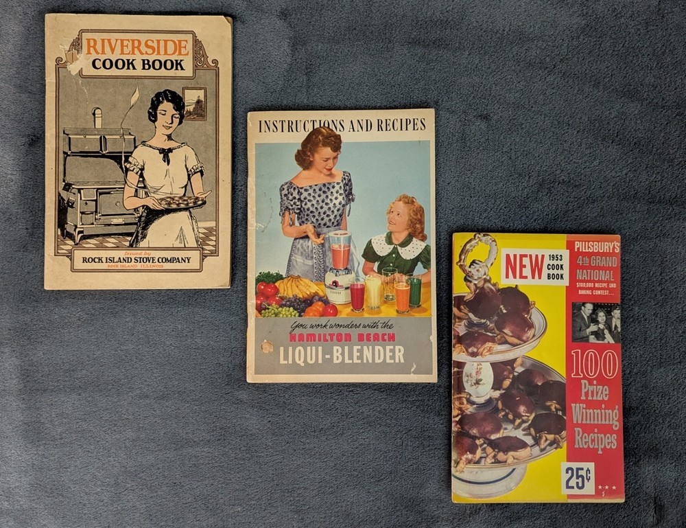 Lot 3 VTG advertising cookbooks Riverside Hamilton Beach Pillsbury 1920s-1950s