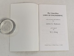 Unwritten Laws of Engineering W.J. King James G. Skakoon ~ Softcover Booklet