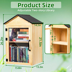 Little Library Box Outdoor 2-Tier Little Library for Neighborhoods Community Sc
