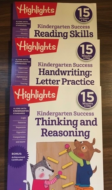 Set of 3,Highlights Kindergarten Success 15 Minutes a Day Learning Fun Workbooks