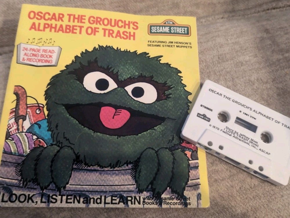 Oscar Grouch’s Alphabet Trash 1981 Sesame Street Listen Learn Cassette Vintage