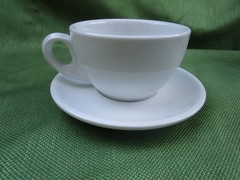 1919 Bristot Caffe Espresso Heavy White Porcelain Cappuccino Cup 8 oz and Saucer