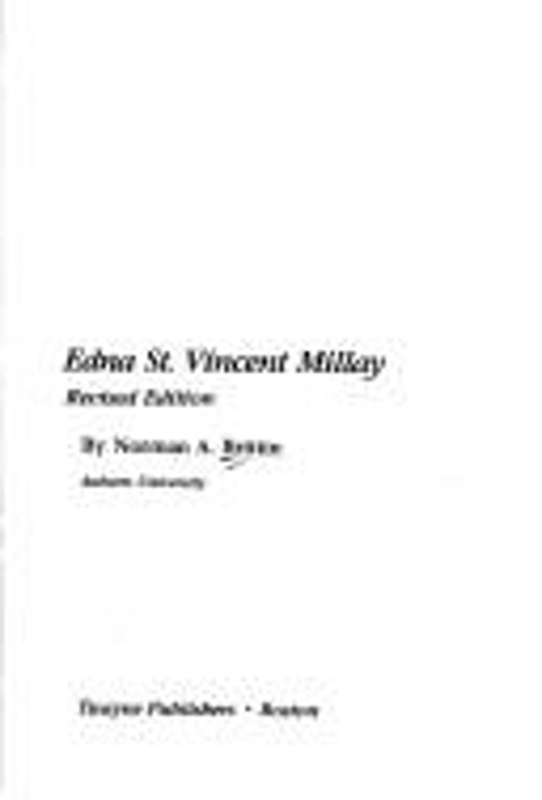 Edna St. Vincent Millay Hardcover Norman A. Brittan