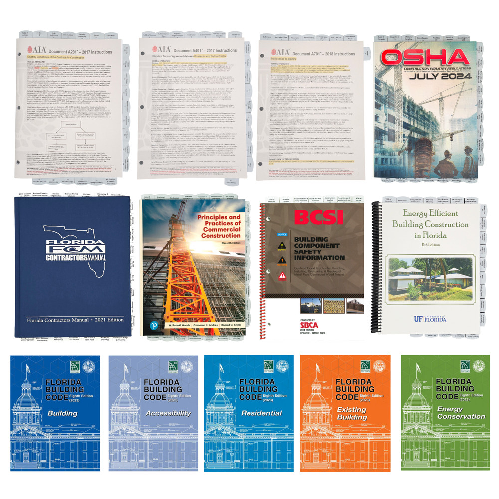 HIGHLIGHTED – TABBED SET -FLORIDA GENERAL, BUILDING, RESIDENTIAL CONTRACTOR EXAM