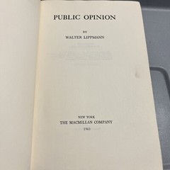 Public Opinion Walter Lippmann The Macmillan Company 1961