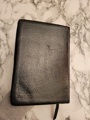 Vintage Holman Holy Bible Black French Morocco Leather Gold Red Letter Regal