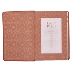 The Holy Bible King James Version LARGE PRINT Thumb Indexed Edition / TAN Faux L