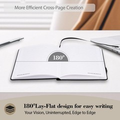 256 Pages Hardcover Leather Notebooks, 80Gsm Classic Lined Journal for Black