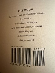 The Book. The Ultimate Guide to Rebuilding a Civilization. Hardcover. Brand New.