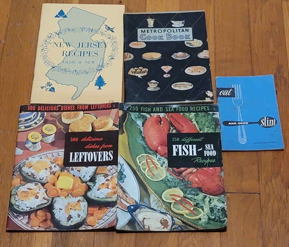 Lot of 5 Vintage Cookbooks 1930s-1950s New Jersey, Metropolitan Life, Culinary..