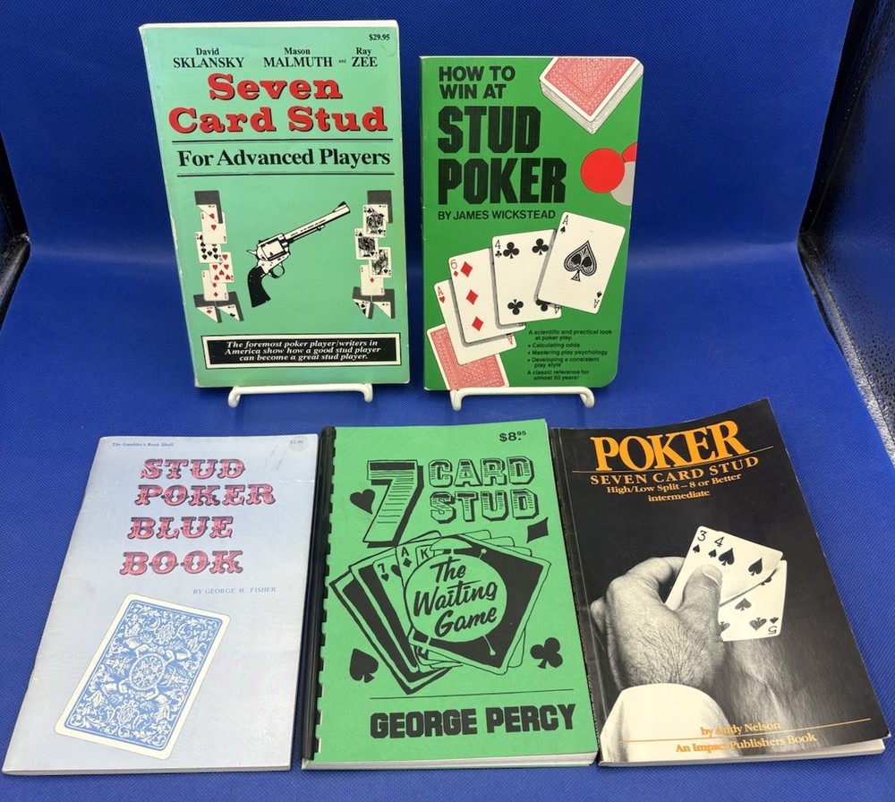 Vintage Rare 7 Card Stud Poker Casino Gambling Paperbacks, 5 Book Lot