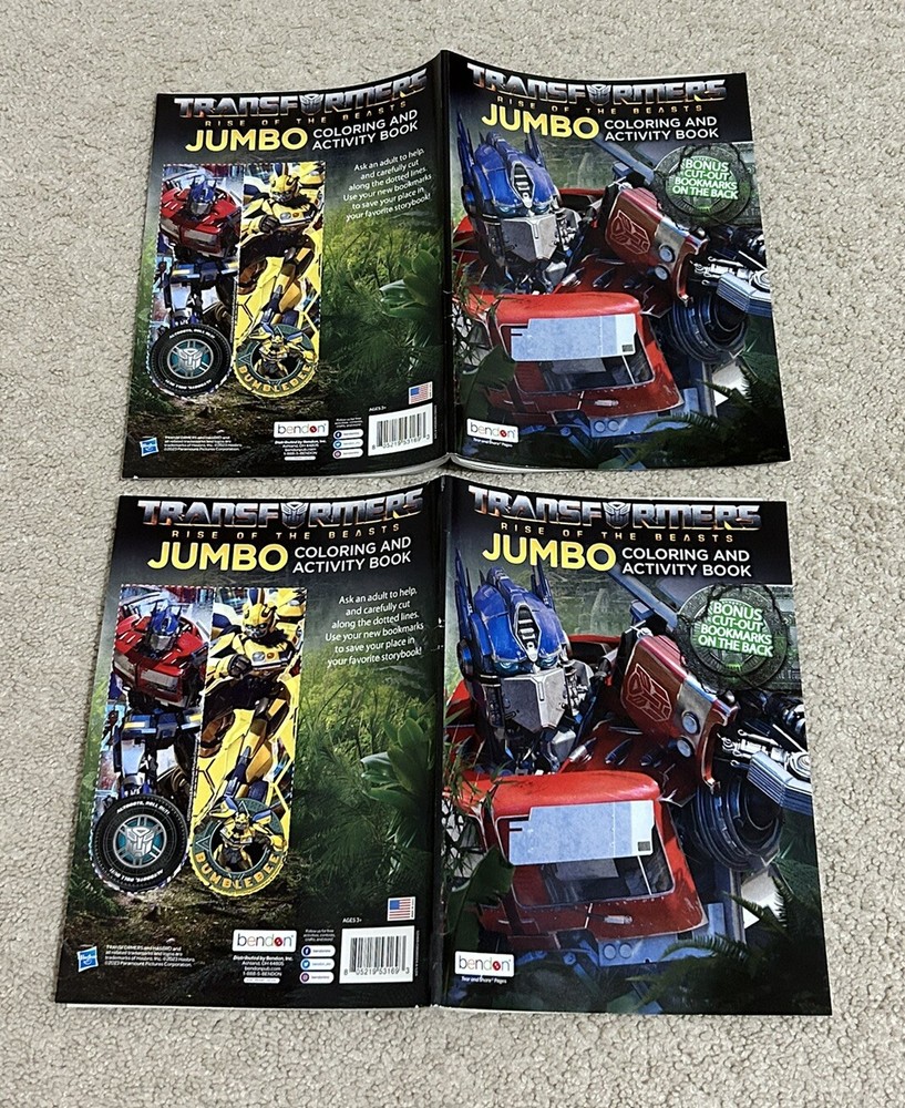 Transformers Rise Of The Beasts Jumbo Coloring&Activity Book 2 Pcs(Made In USA)