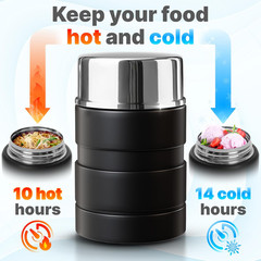 Earth&Me Stainless Steel Thermo for Hot 17OZ with Folding Spoon, Vacuum Insulat