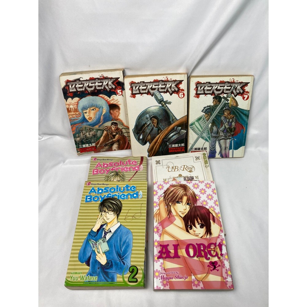 Lot of 7 Manga Books Berserk, Absolute Boyfriend & more Paperback Graphic Novels