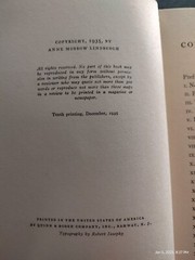 North to the Orient, by Ann Morrow Lindbergh, 255 pages, © 1935, 10th Printing