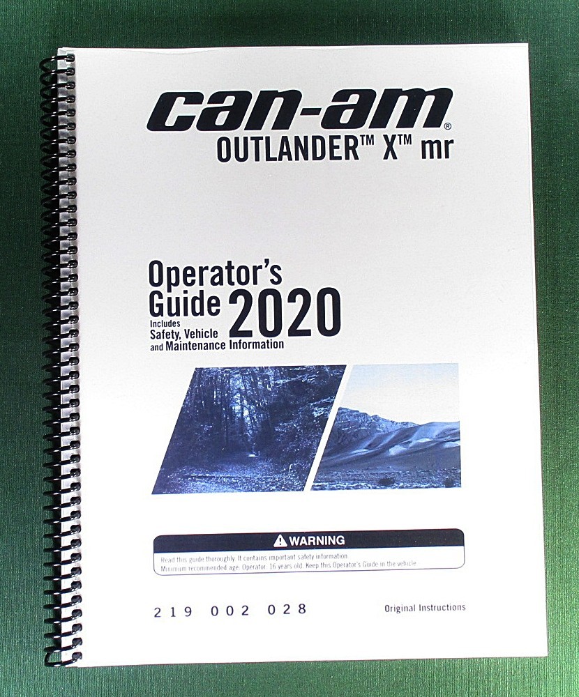 2020 Can-Am Outlander 1000R X MR Owner’s Manual: 212 Pages & Protective Covers!