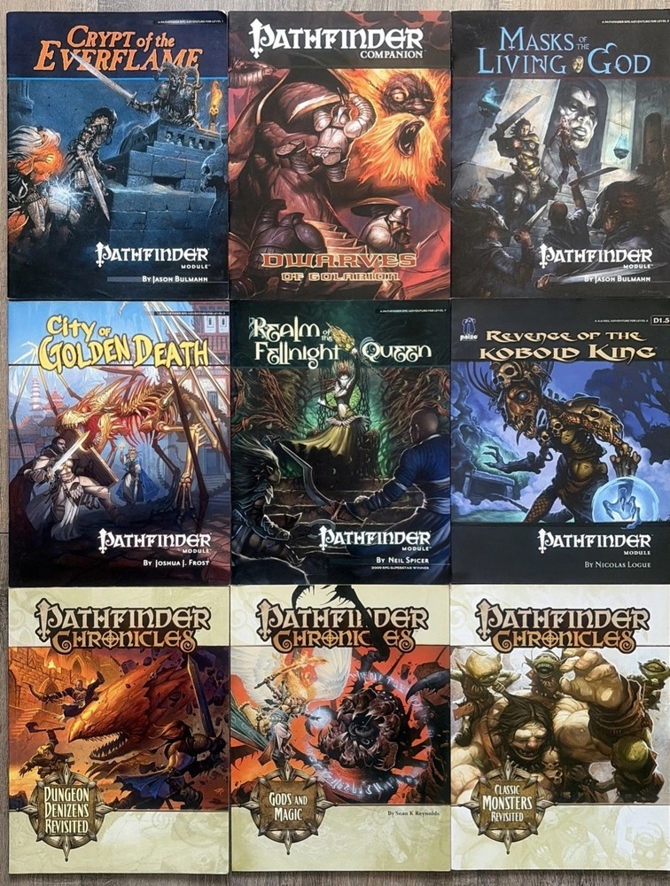 9 Pathfinder Player Module Paperback Books – Lot Of 9 – Paizo – Good Condition