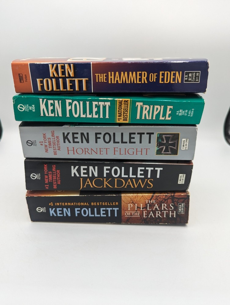 Ken Follet Lot of 5 – Paperback books Eden Jackdaws Hornet Triple Pillars