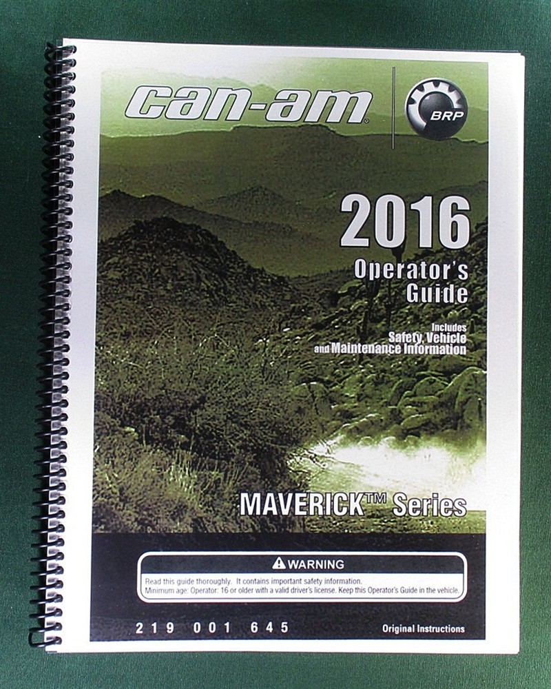 2016 Can-Am Maverick DPS 1000R Owner’s Manual: 163 Pages & Protective Covers!