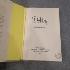 Debby by Deborah Zook 1974 Hardcover Herald Press Autobiography Blindness Memoir