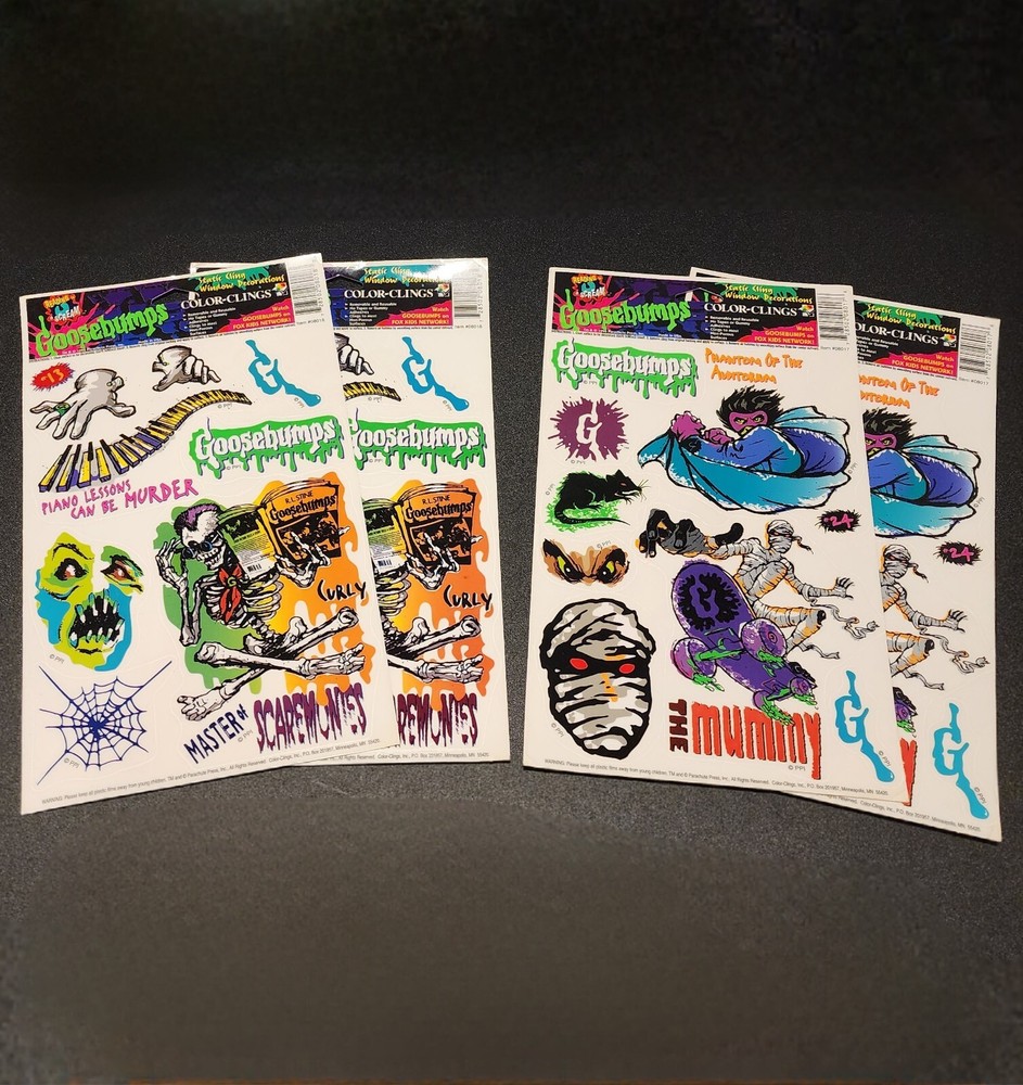 Goosebumps Window Clings – New 1996 Rare Vintage 4 Sheets, 2 Styles Collectable