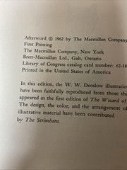 The Wizard of Oz by L. Frank Baum Macmillan 1962 Hardcover Illustrated 1st Print